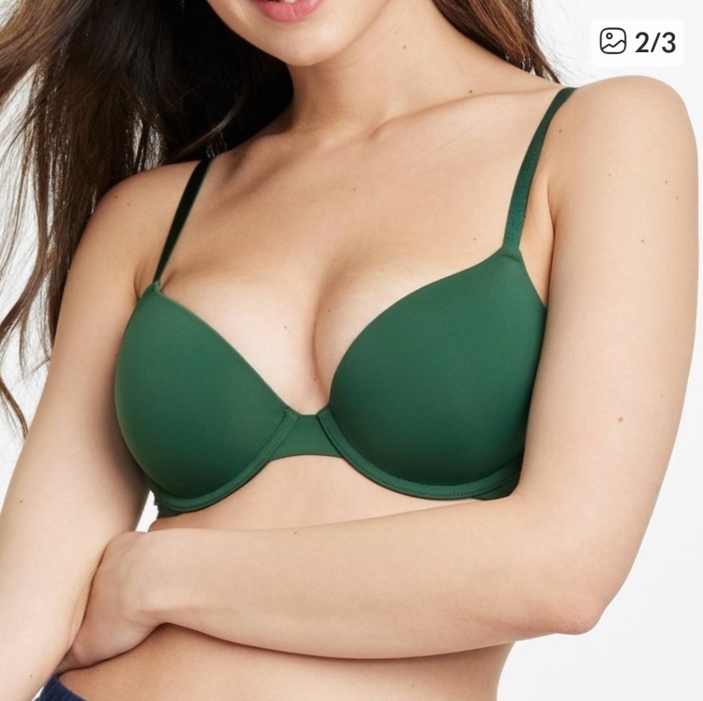 Auden Everyday Lightly Lined Demi Coverage Underwire Bra Green Size 38C